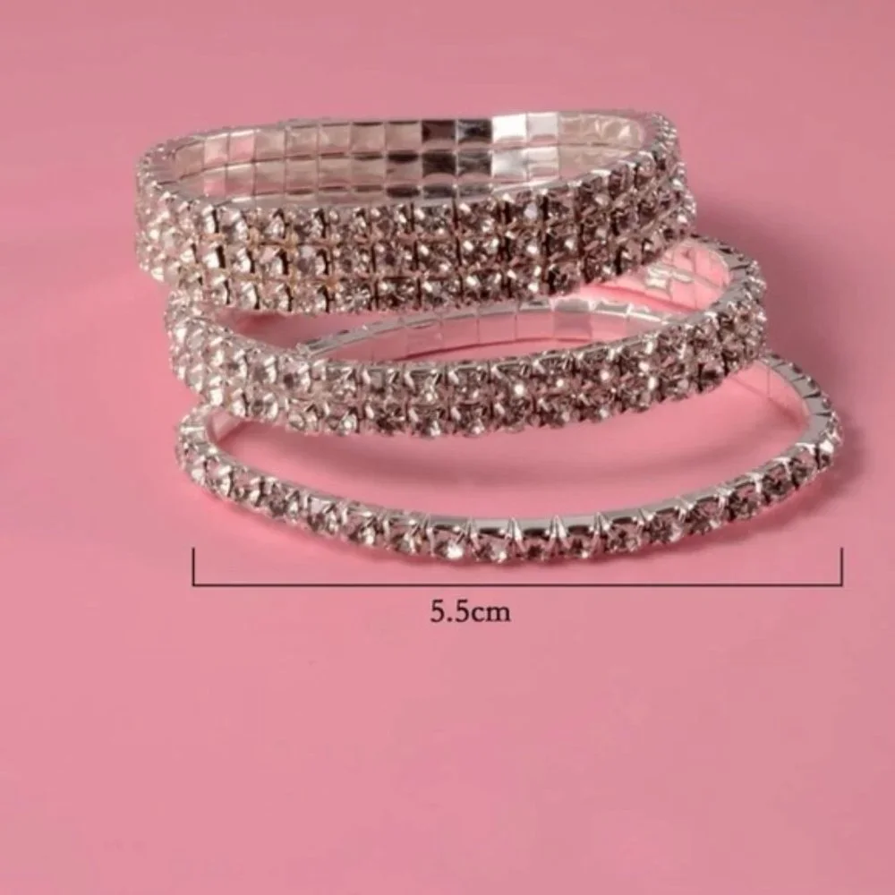 3pcs Rhinestone Decor Bracelet For Women Fashion WeddingGift Engagement … - Picture 1 of 4